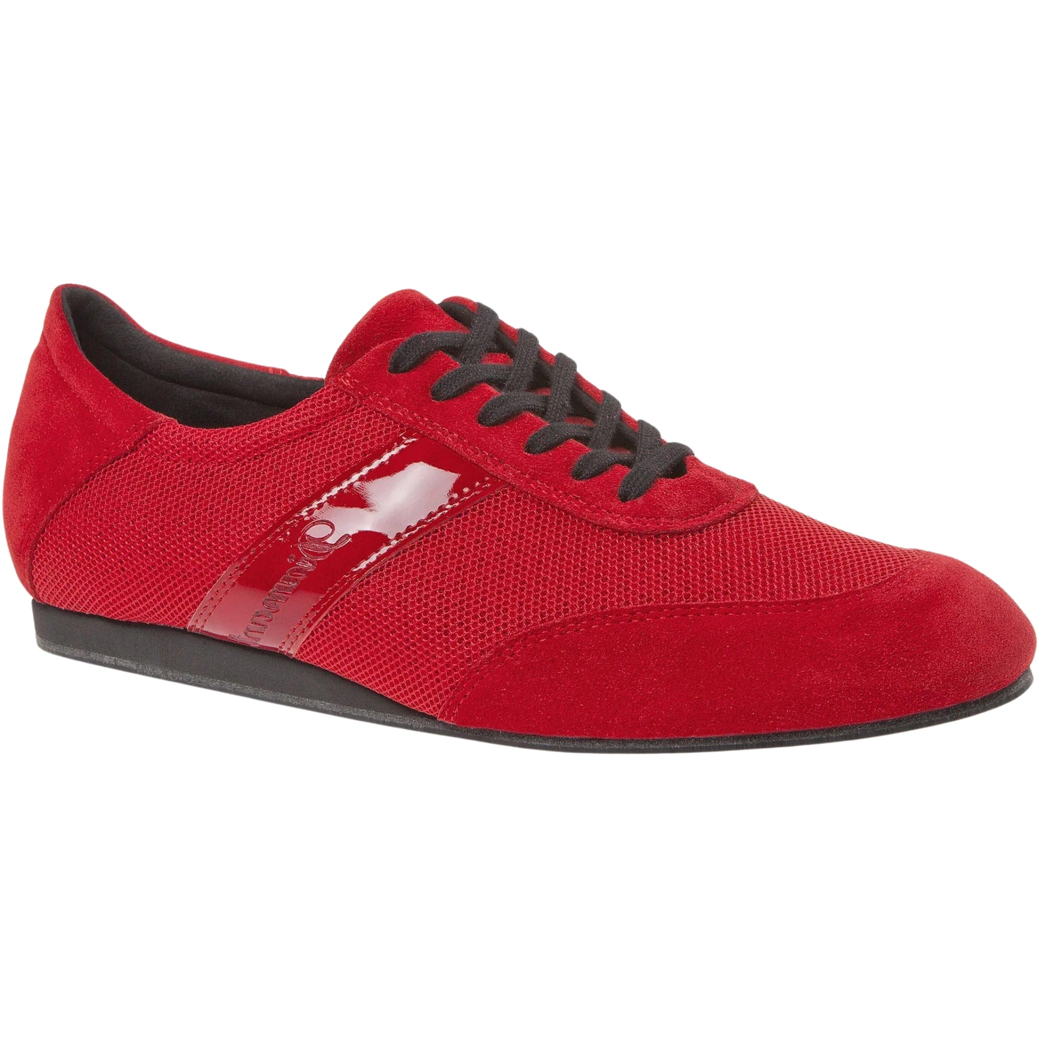 Die roten Diamant 192 Tanzsneaker haben schwarze Schnürsenkel, ein Wildleder-Mesh-Design und einen glänzenden Logostreifen.